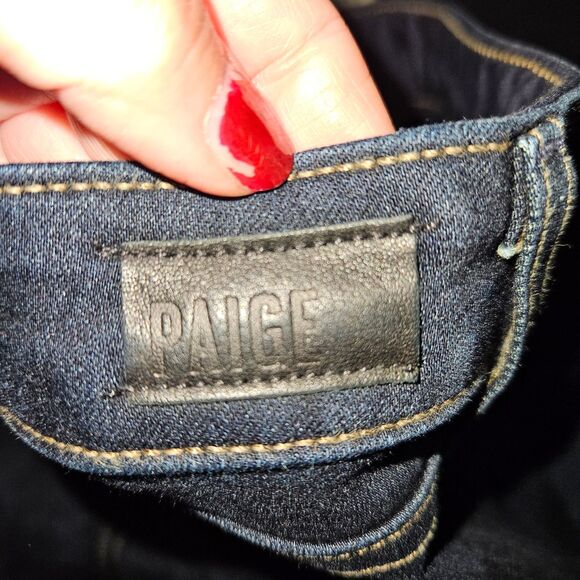 PAIGE Dark Wash Skyline Skinny Sleek Modern 33" Slim Jeans $258 Retail - Picture 4 of 11